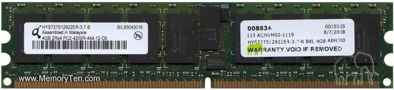 HYS72T512922ER-3.7-B 4GB PC2-4200 DDR2-533 2Rx4 240-pin Registered ECC SDRAM DIMM