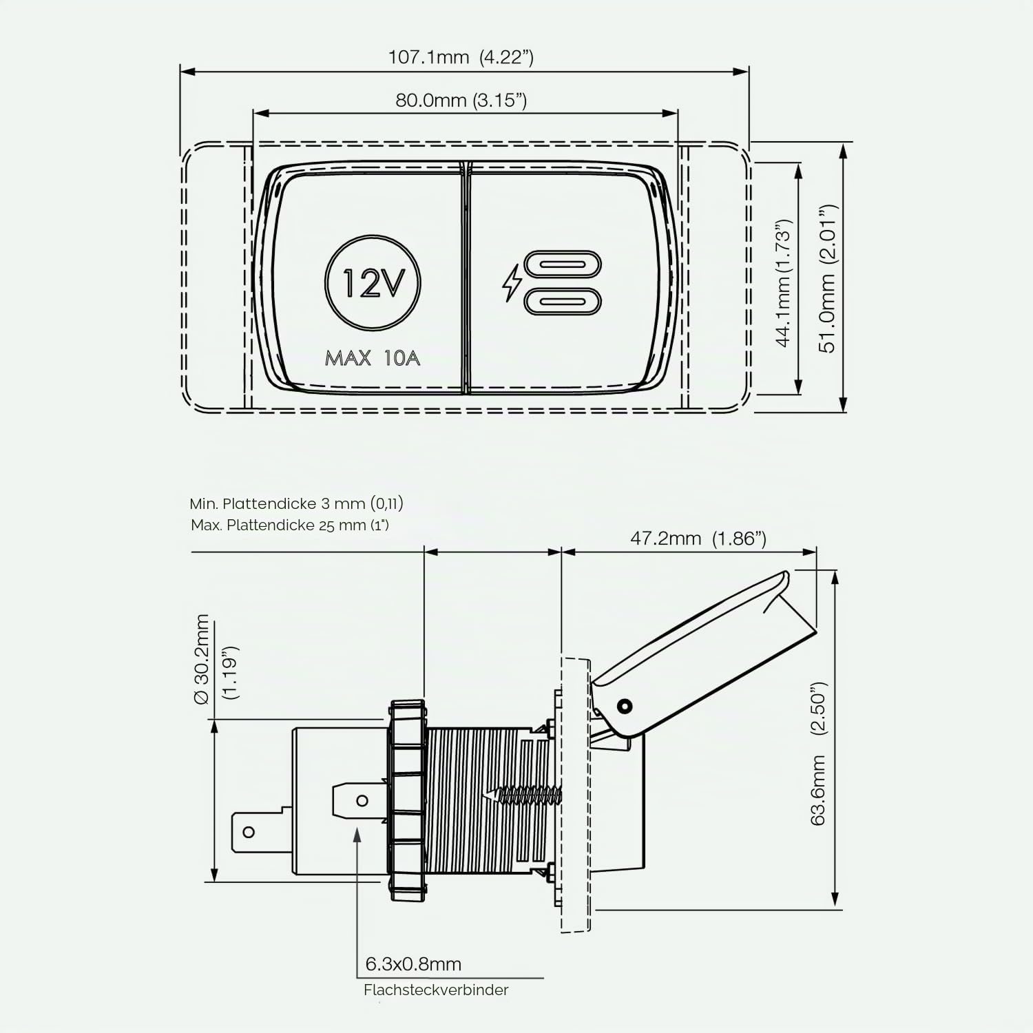Scanstrut ROKK Flip Pro USB Ladegerät - IPX4 Wasserdichtes Dual USB-A & USB-C Schnellladegerät | 12/24V Marine & RV Steckdose