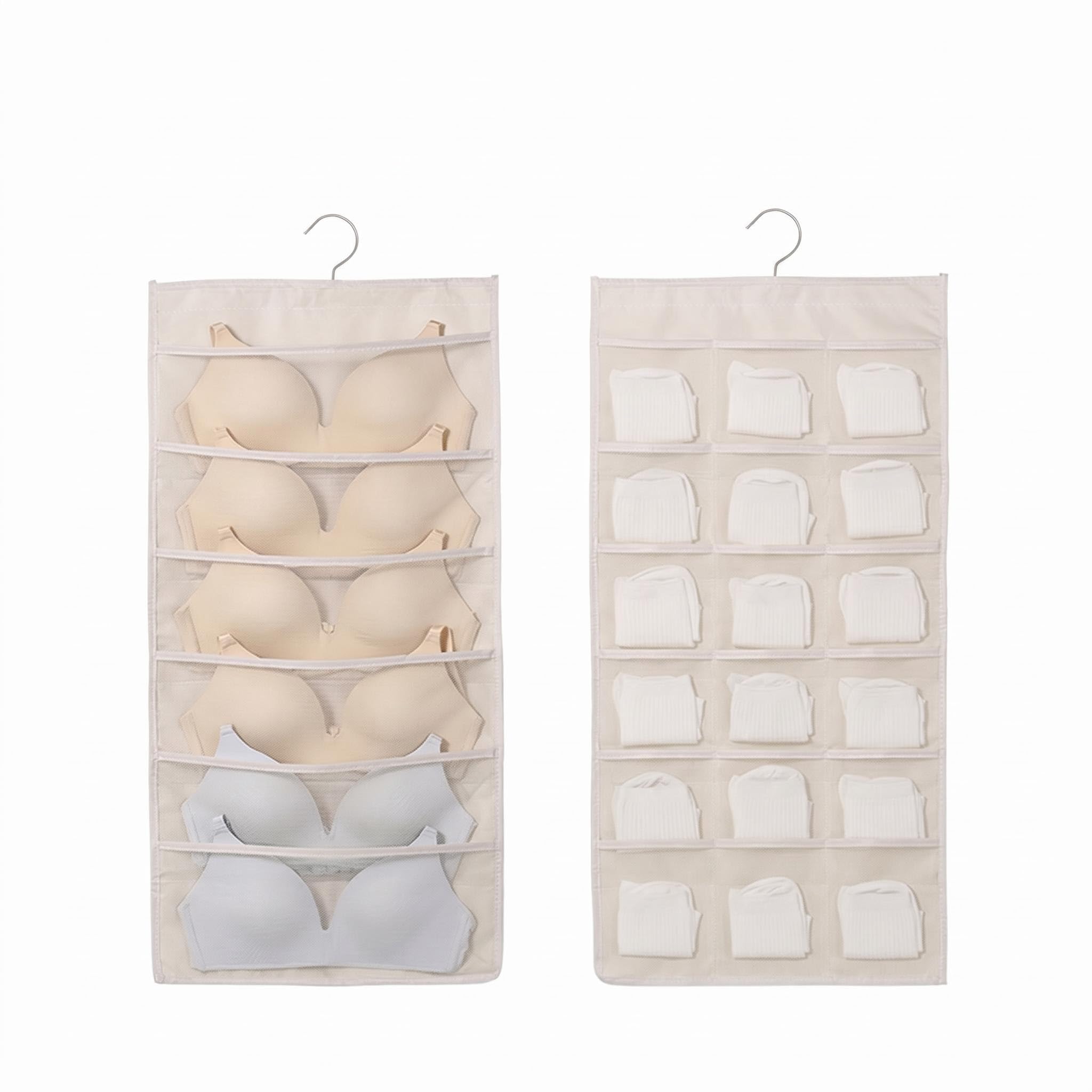 24 Mesh Pockets Double Side Hanging Closet Organiser Wardrobe Storage Bag