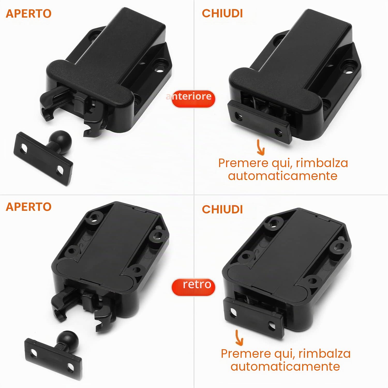 6 chiusure per armadio con sblocco al tocco, serrature magnetiche Goodchanceuk per cassetto, premere per aprire, sblocco al tocco