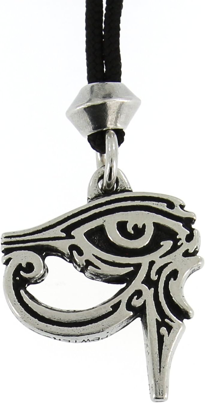 Egyptian Goddess Wadjet Eye of Ra Horus Udjat Pewter Pendant ~ For Protection (on cord)