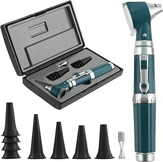 Otoscope Kit, Ear Scope with Light, 3X Magnification, 4 Speculum Tips Size, Ear Infection Detector, Otoscope Medical Professional Ear Care Tool Fit for Doctors, Nurses, Adults, Kids, Baby, Elder, Pets, Animals, Pocket Size, Green
