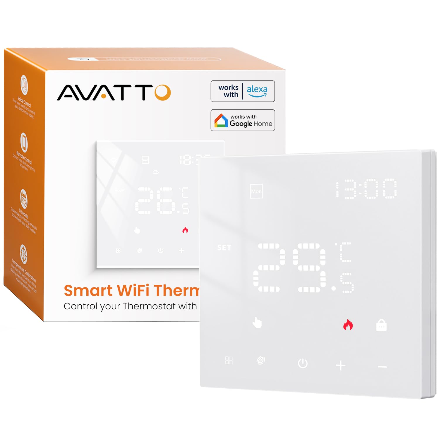 AVATTO Thermostat Für Wasser Fußbodenheizung und Gasboiler, Smart WiFi Thermostat Programmierbar Raumthermostat Unterstützen Alexa, Google Home Sprachsteuerung und Smart Life App Fernbedienung