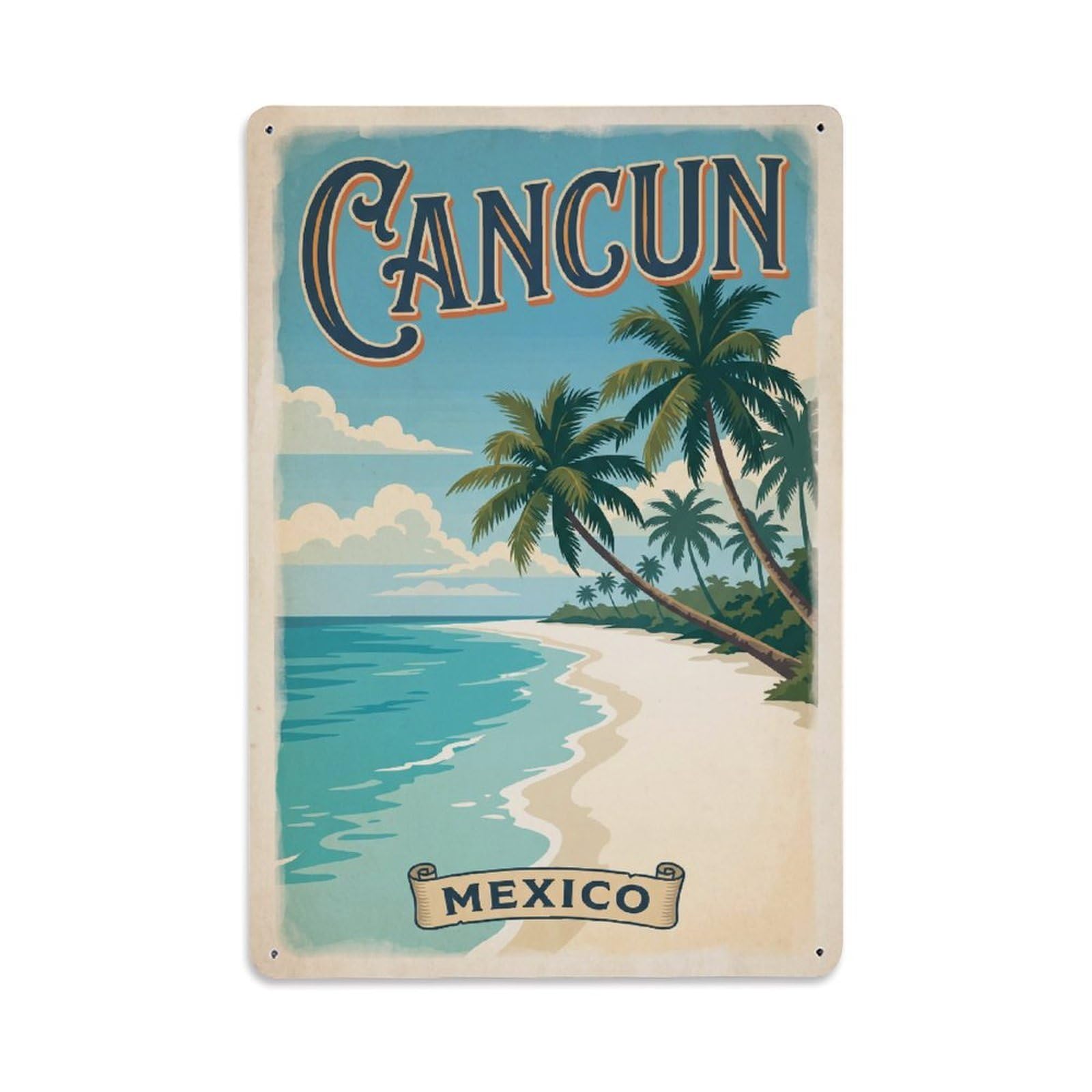 Xanthor Style Travel Retro Mexico Cancun Metal Tin Sign