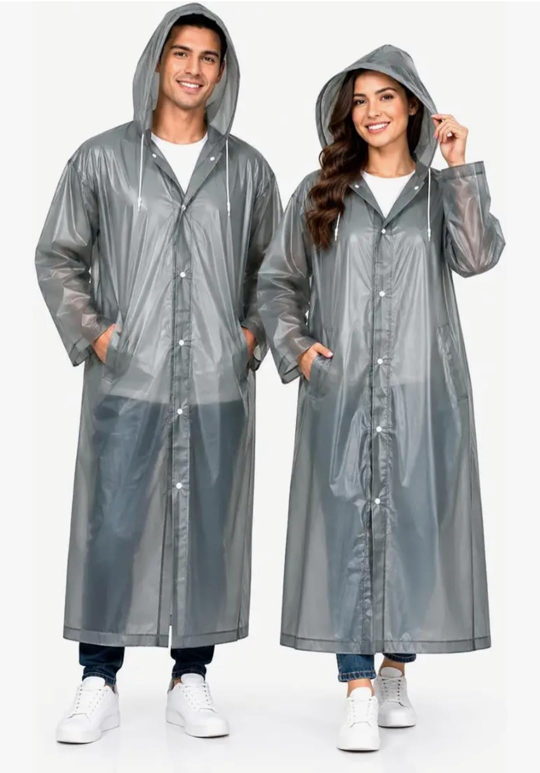 Unisex Waterproof Long Raincoat with Hood and Pockets, Reusable Lightweight Rain Poncho Jacket for Men and Women, Multicolor-image-23