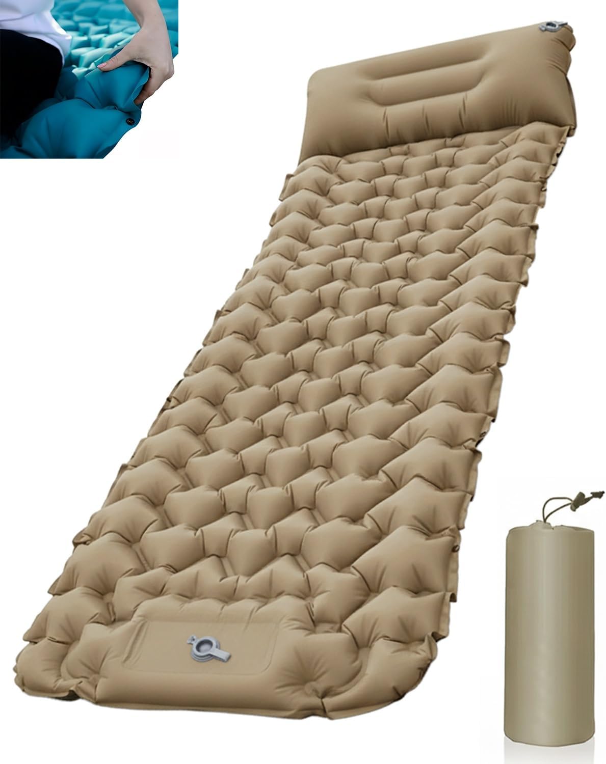 Lounge Mat - Your Portable Chill Zone, Self Inflating Travel Air Mattress with Built-in Foot Pump, Thick Memory Foam Sleeping Pad for Camping, Lightweight Car Tent Bed for Outdoor Backpacking