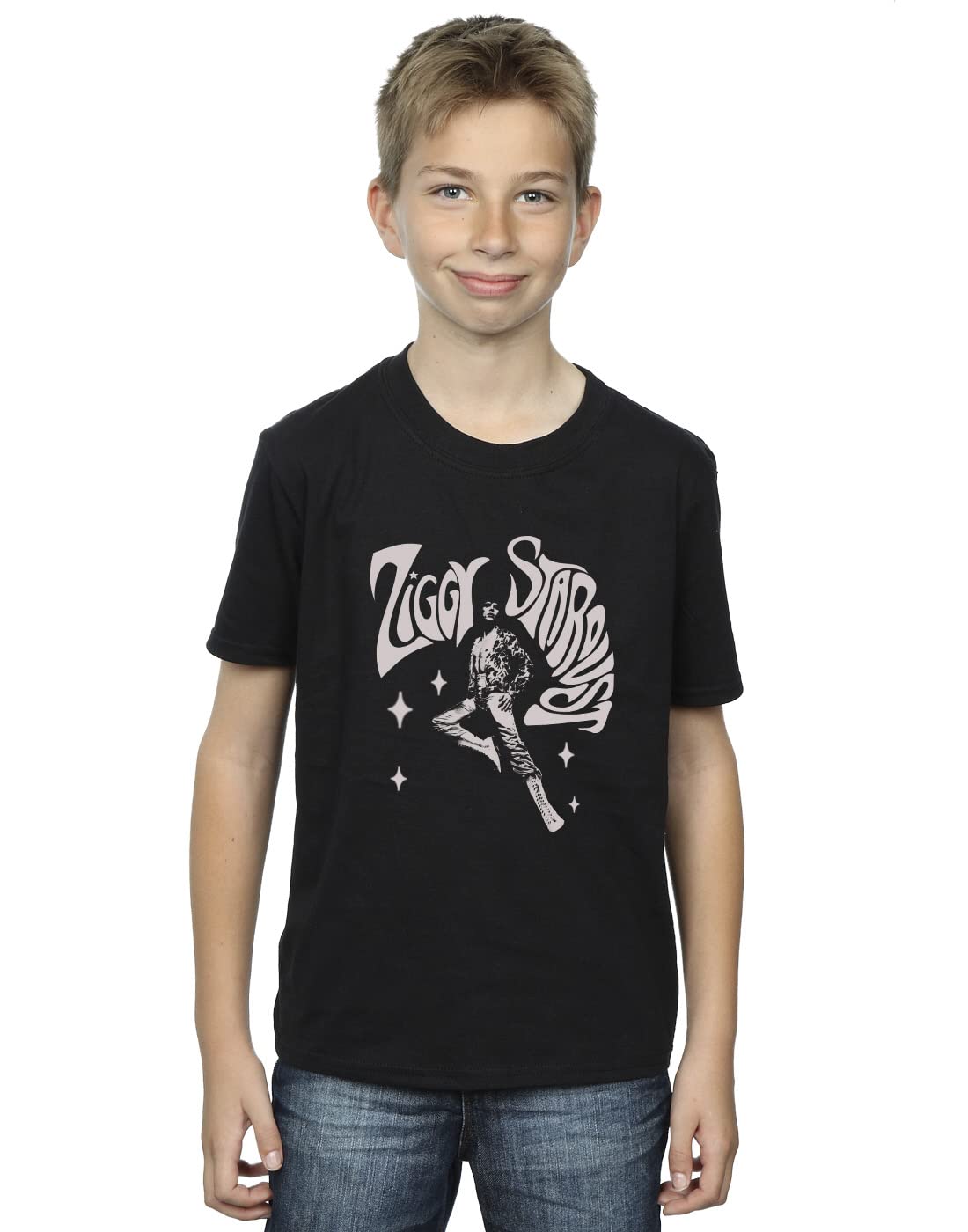 David Bowie Boys Ziggy Pose T-Shirt Black 5-6 Years