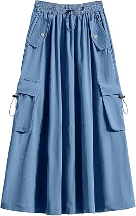 Oversize Pockets Denim Long Cargo Skirt main image 1