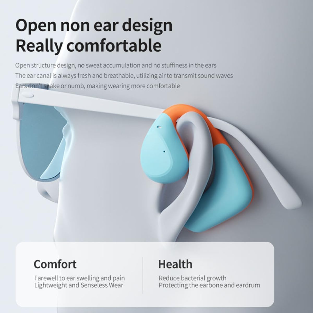 Open Ear Wireless Headphones Air-Conduction Ear Buds,IPX4 Waterproof Earbuds for Sports,56H Playtime,Bluetooth 5.3,Clear Calls,ACS Panoramic Surround Sound for Sport Running Workout Gym