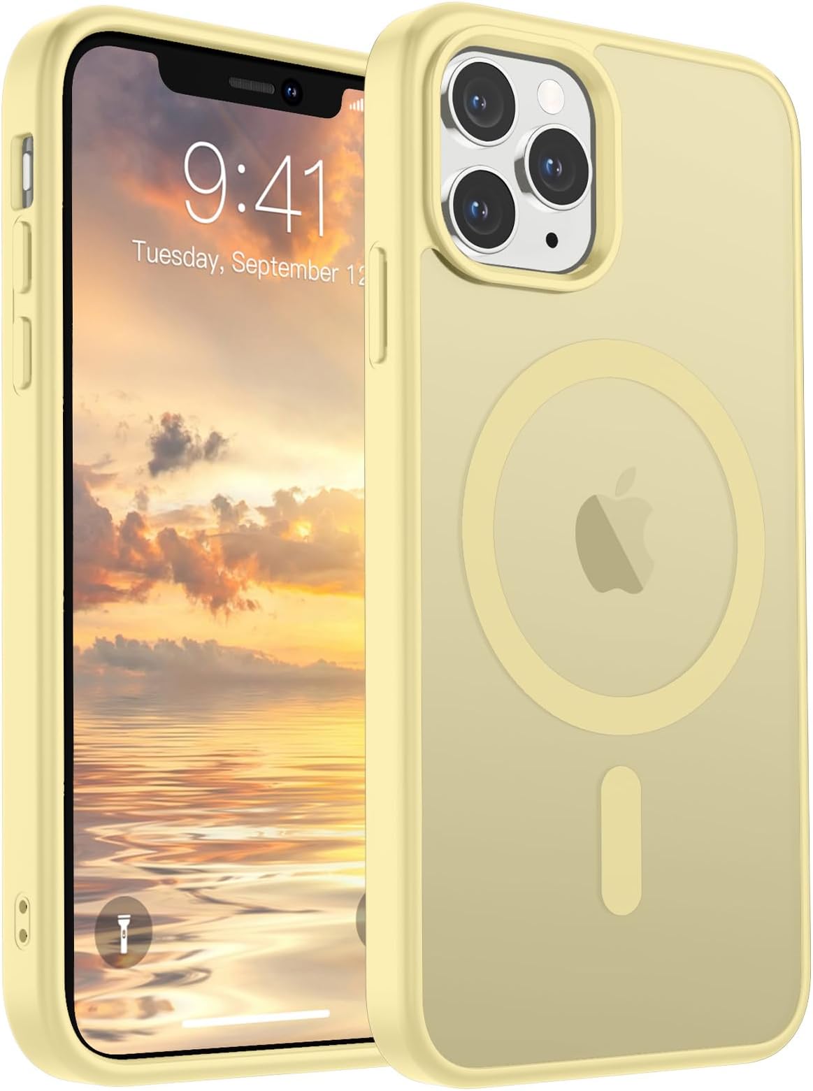 SUPFINE Magnetic for iPhone 11 Pro Max Case (Compatible with MagSafe) (Military Grade Drop Protection) Slim Translucent Matte Shockproof with Anti-Fingerprint Phone Case,Buttercream Yellow