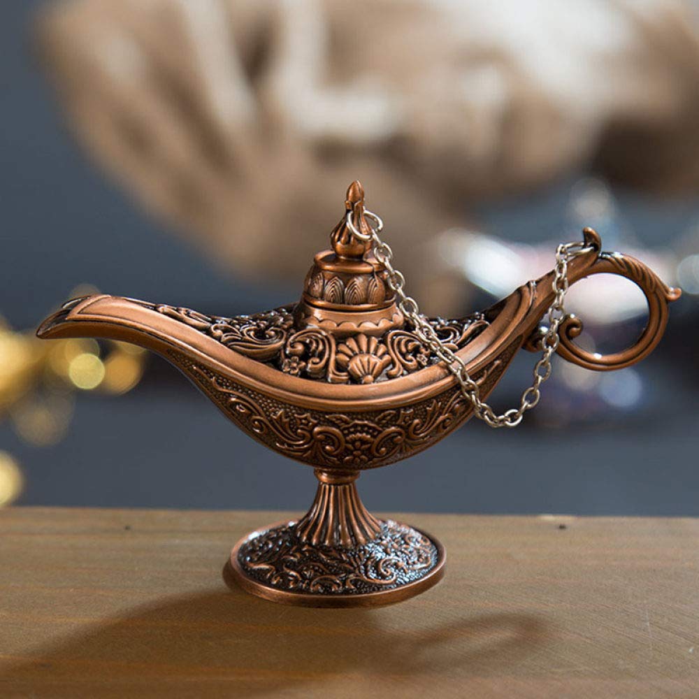 Belles petites figures de lampe magique en cuivre, artisanat miniature pour étagère maison
