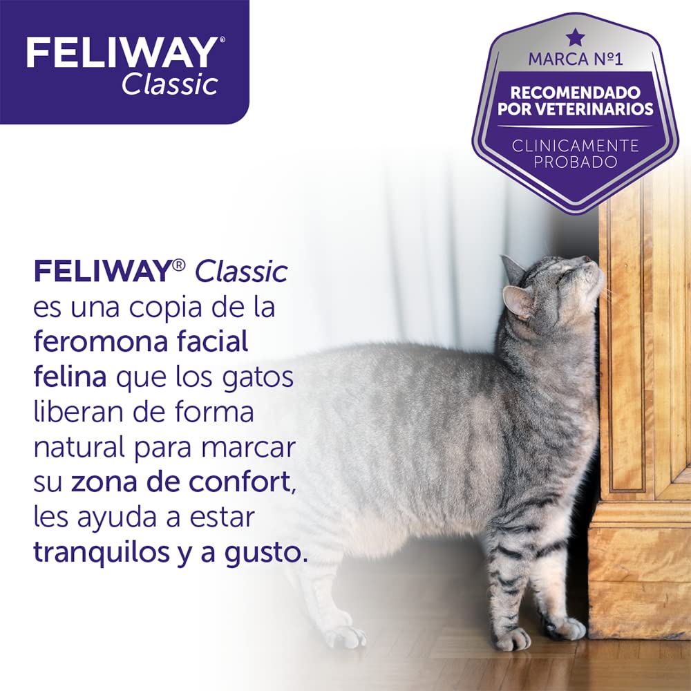 FELIWAY Classic Spray - Feromonas calmantes para gatos (20ml). Reduce los marcajes con orina y el estrés durante los viajes en transportín. Recomendado por veterinarios.