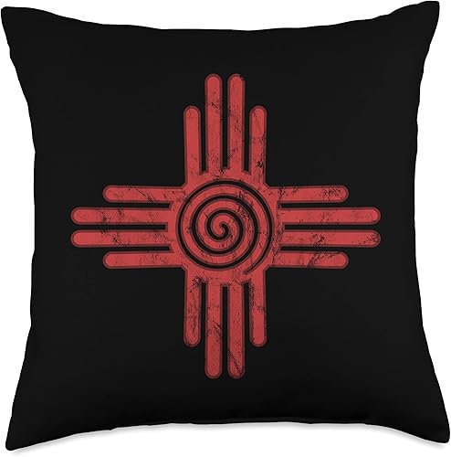 Zia Sun by yuma Sun, Zia Pueblo, Nuevo México, Nativos Americanos, Símbolo de la almohada, 18x18, Multicolor