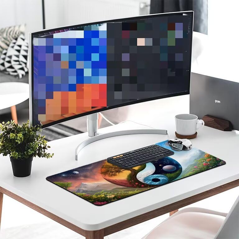Tappetino Mouse Gaming XXL 1600 x 800 mm Tappetino Antiscivolo Sottomano Da Scrivania Per Mouse e Tastiera, Con Base In Gomma Antiscivolo, Lavabile, Mouse Pad Albero della vita, Regalo per Uomo L-867