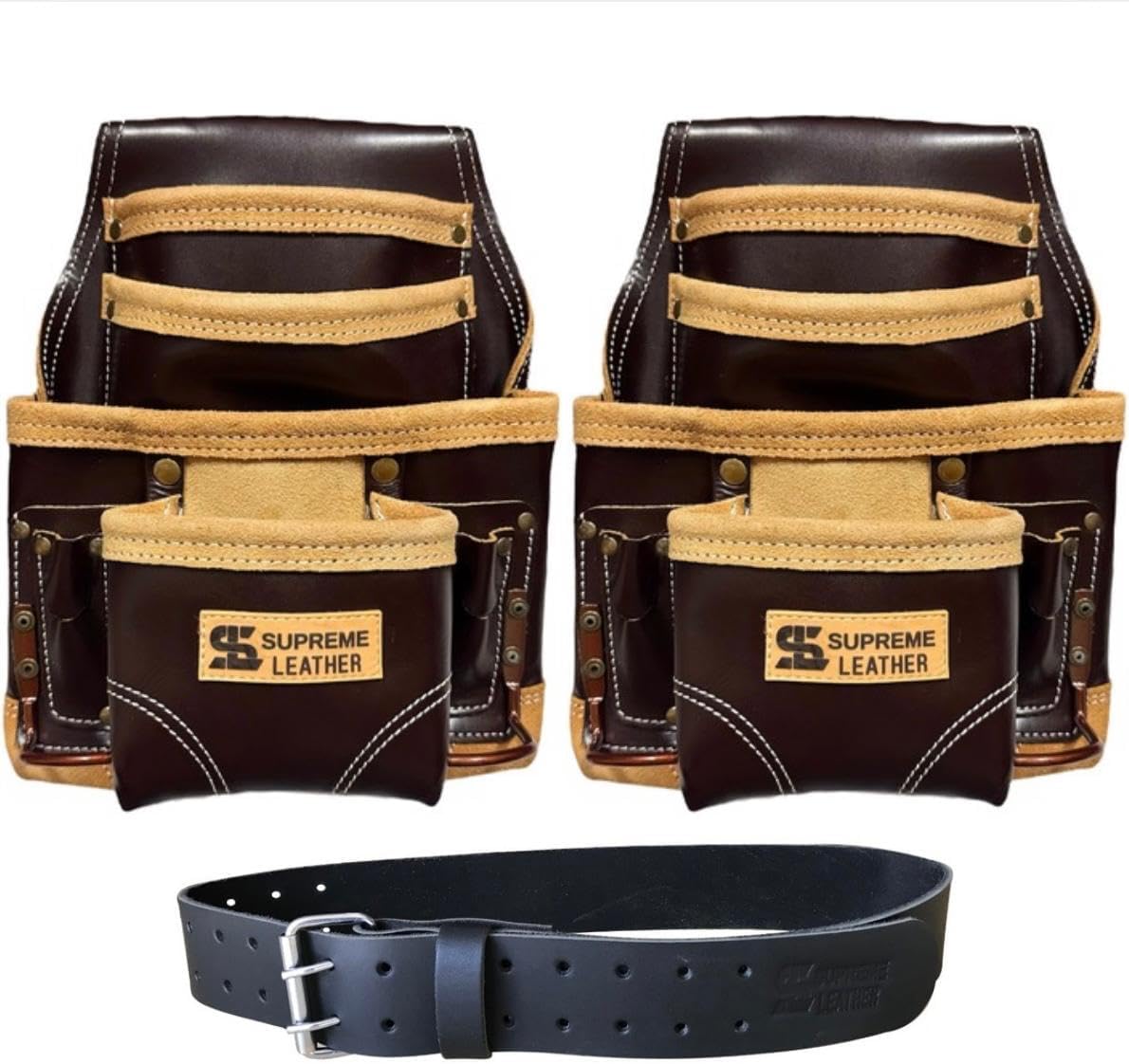 Professional Leather Tool Bag, Top-Grain Leather, Organizer, Protects Tools, Enhances Work Efficiency