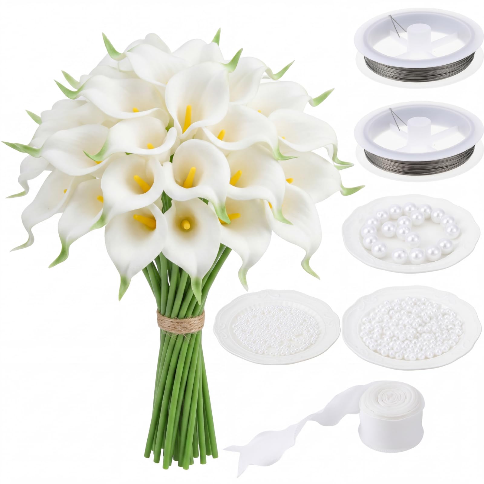 Photo 1 of **MISSING PARTS**
Suncalla 20 Pcs DIY Calla Lily Flowers Kit with Pearls & Ribbon-Handmade Wedding Bouquet, Bridal & Mother's Day Flowe Gift, Table Centerpiece, Home Decor Floral Arrangement