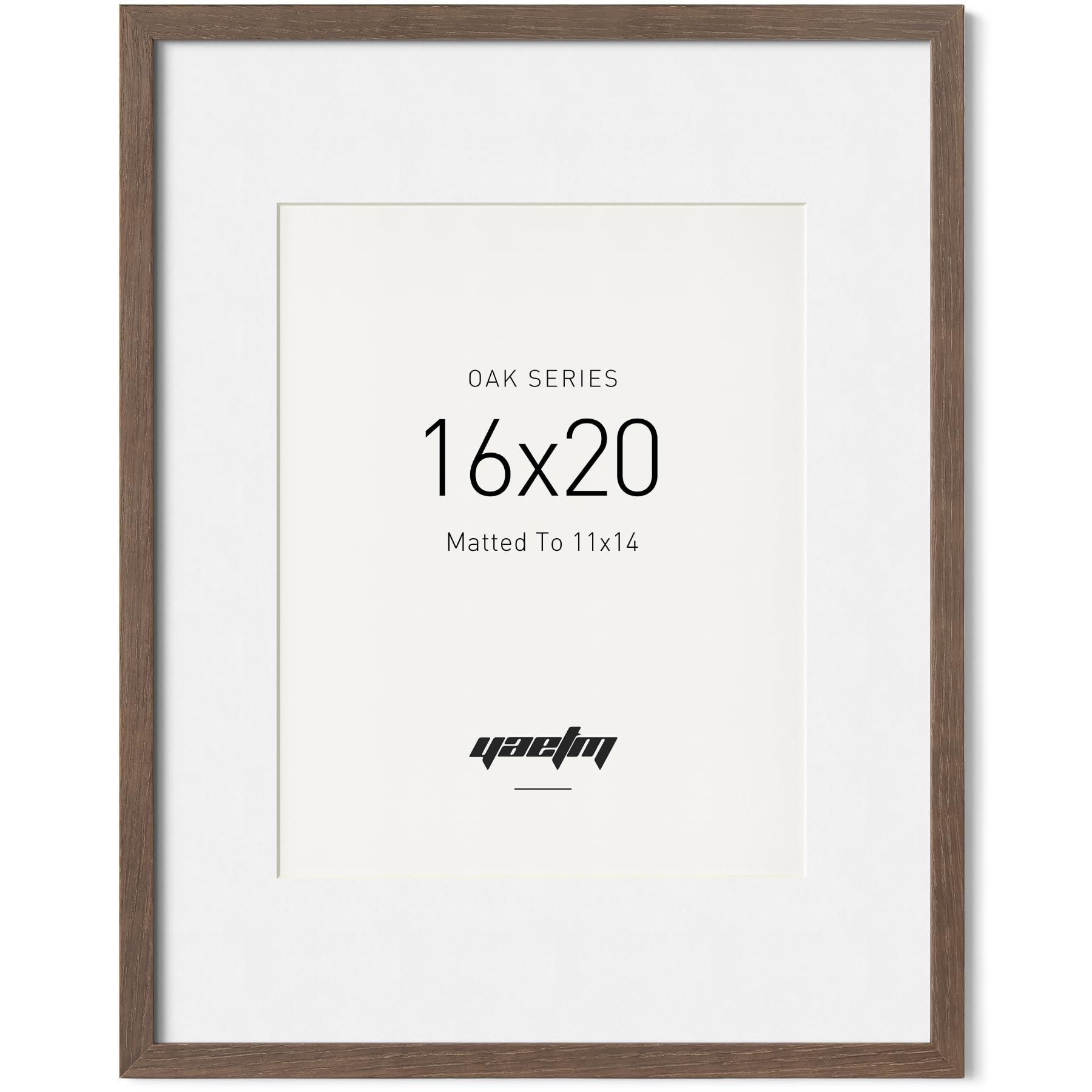 Yaetm 16x20 Picture Frame with Mat for 11x14 - Solid Walnut Wood 16 x 20 Frame for Poster & Art Print, Lightweight, Horizontal and Vertical Wall Hanging for Photo Gallery (Single, Walnut)