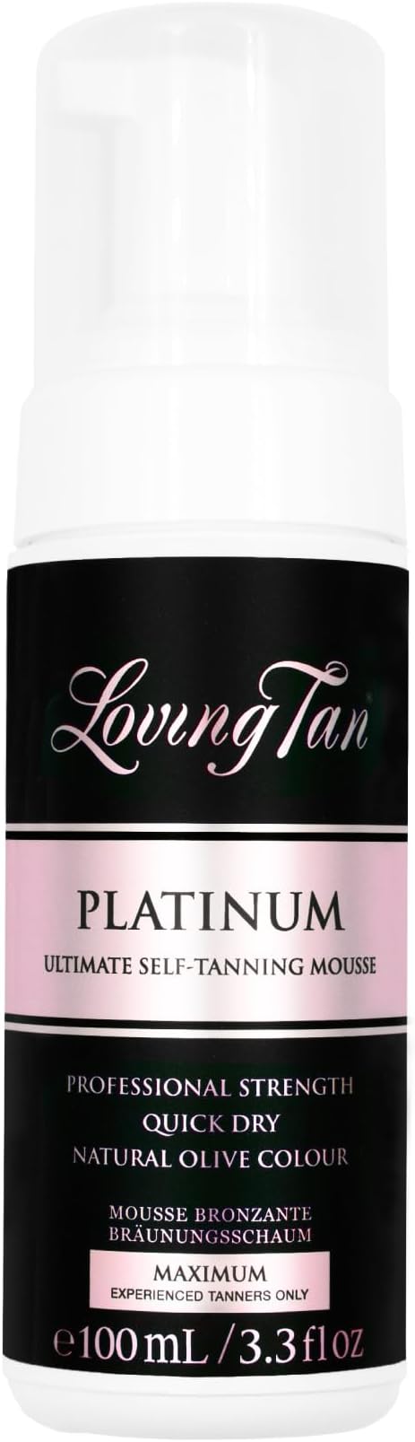 Platinum Self Tanning Mousse, Dark - Streak Free, Natural Looking, Professional Quality Self Tanner - 5+ Self Tan Applications per Bottle, Cruelty Free, Naturally Derived DHA - 3.3 Fl Oz