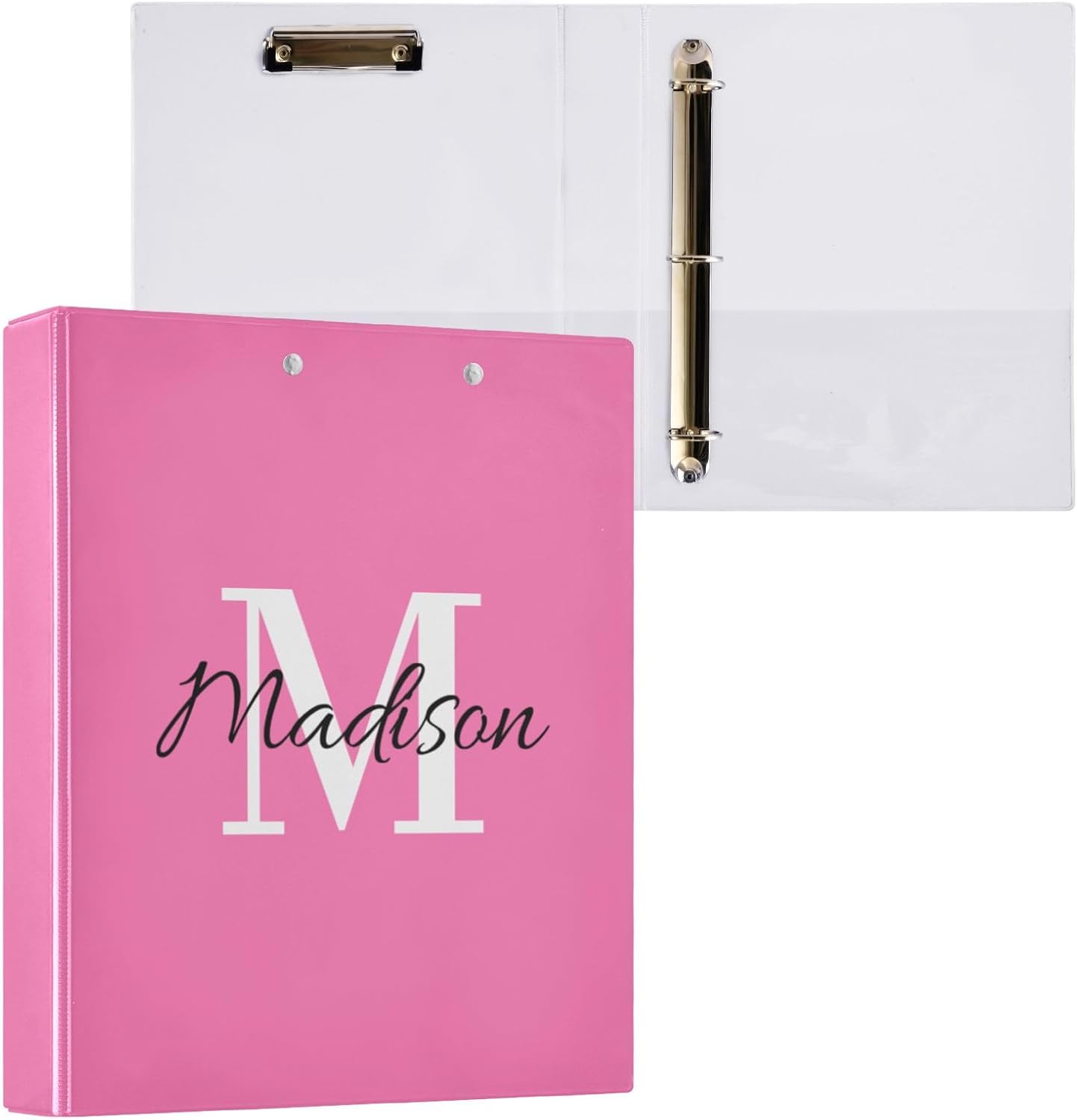 Personalized 3 Ring Binder 1.5 Inch with Name, Custom Decorative Cute Basic Binder Organizer with 3 Interior Pockets for Work School Office, Customized Gift