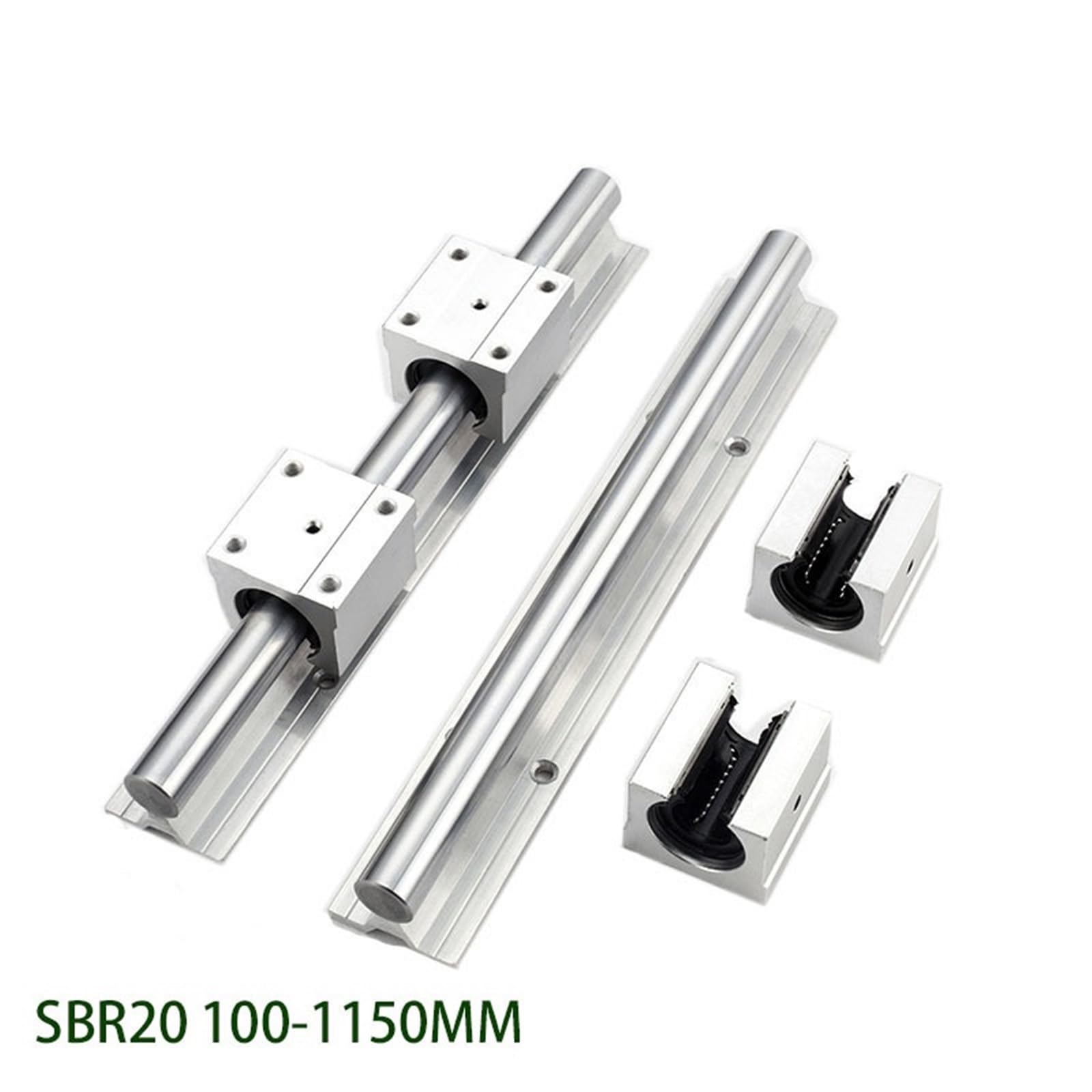 Lot de 2 guides linéaires SBR20, diamètre 20 mm, arbre linéaire SBR20UU, roulement à billes, 100-1000 mm, entièrement pris en charge(150mm)