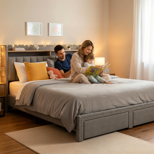 Amazon.com: EnHomee King Size Bed Frame with 2 Metal Storage