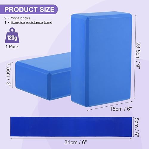 Miniatura 2 de PATIKIL Bloques de yoga y bandas de resistencia, paquete de 2 bloques de yoga de espuma EVA de alta densidad a granel de 9 x 6 x 3 pulgadas,