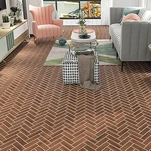 Oren Empower Self Adhesive Wood Design with White Line Easy Installation Floor Wallpaper/Waterproof PVC Vinyl Wallpaper for Bedroom, Hall, Kitchen, Restaurant, Hotel, Cafe - 60 X 500 cm (Brown)