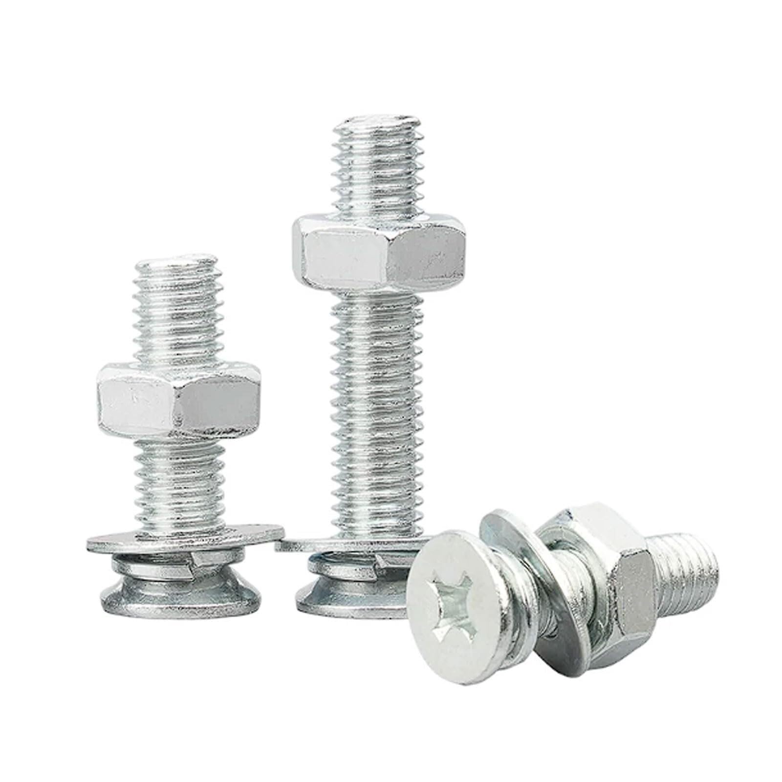 Zestaw śrub i nakrętek z łbem stożkowym, ocynkowanym na biało, śruby płaskie o przedłużonej długości(M6*90 mm20set)