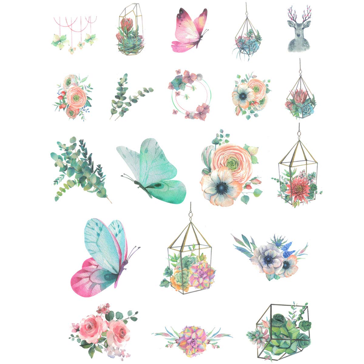 allydrew Dekoracyjne naklejki Washi do scrapbookingu, majsterkowanie na artykuły pa, pamiętnik, tworzenie kart (60 szt.), pastelowy ogród