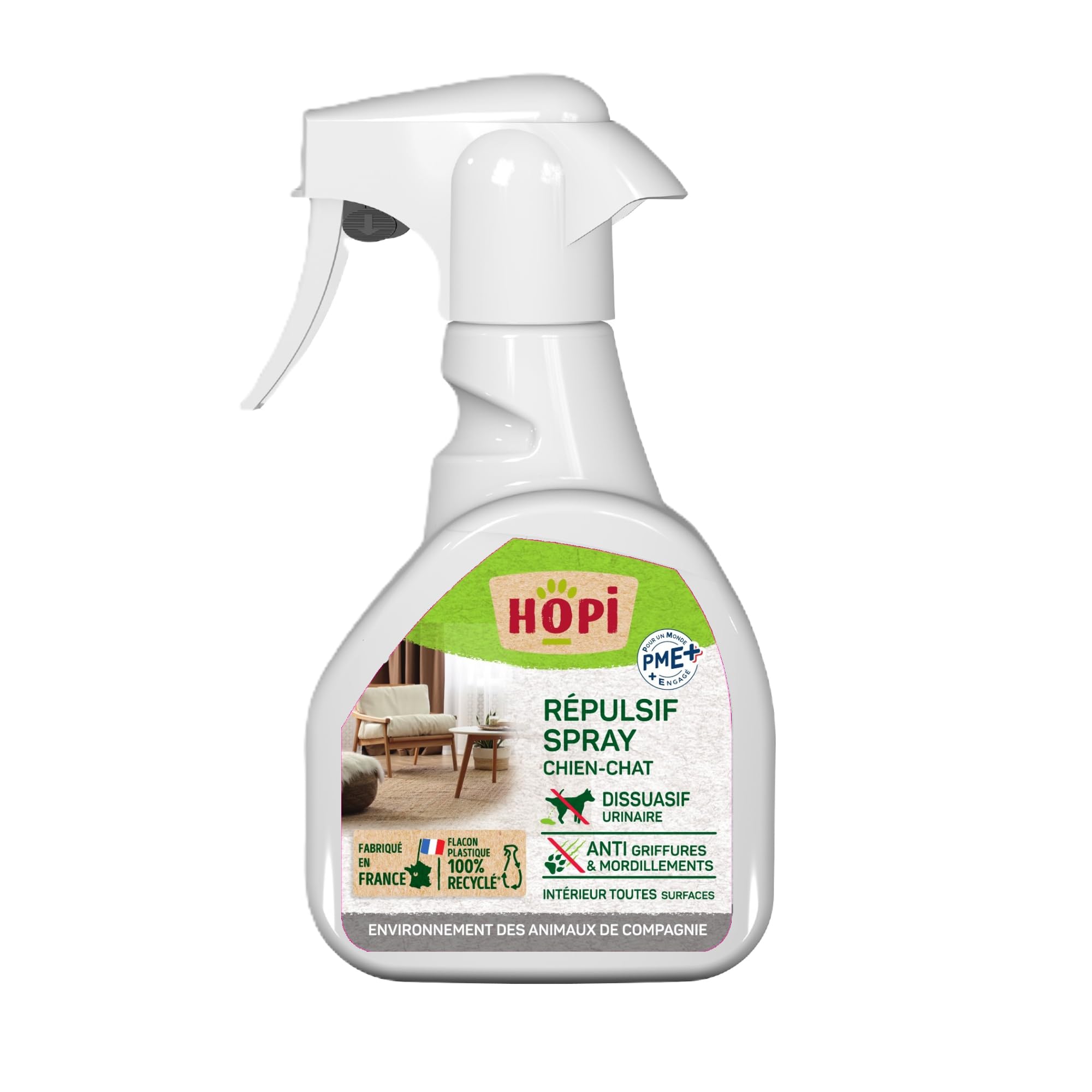 HOPI Repulsif Chien et Chat Intérieur 250 ML - Extraits de Plantes et d’Huiles essentielles - Favorise l’éducation des Chiots et Chatons - Convient à Tous Types de Supports - Fabriqué en France