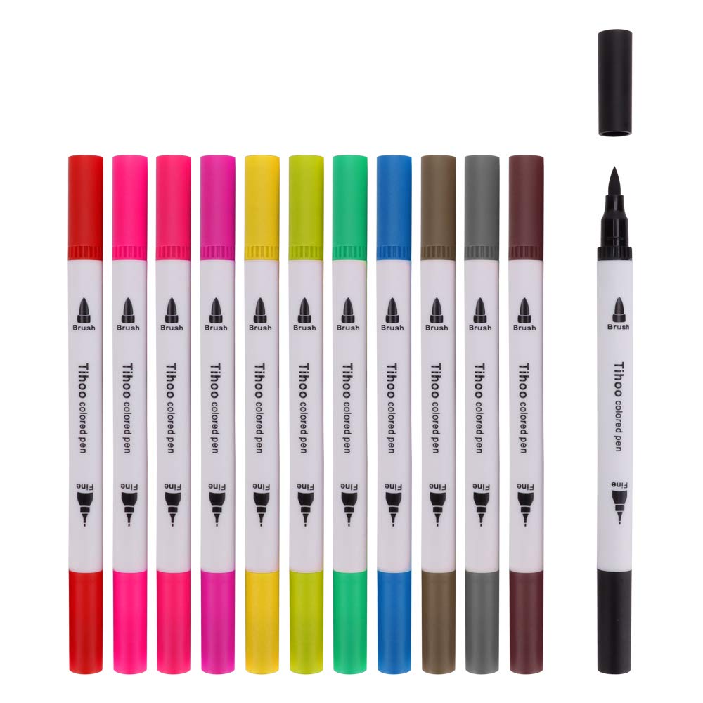 Buy Tihoo Dual Tip Brush Markers 12 Colors Art Pens Set With Fine Tip buy-tihoo-dual-tip-brush-markers-12-colors-art-pens-set-with-fine-tip