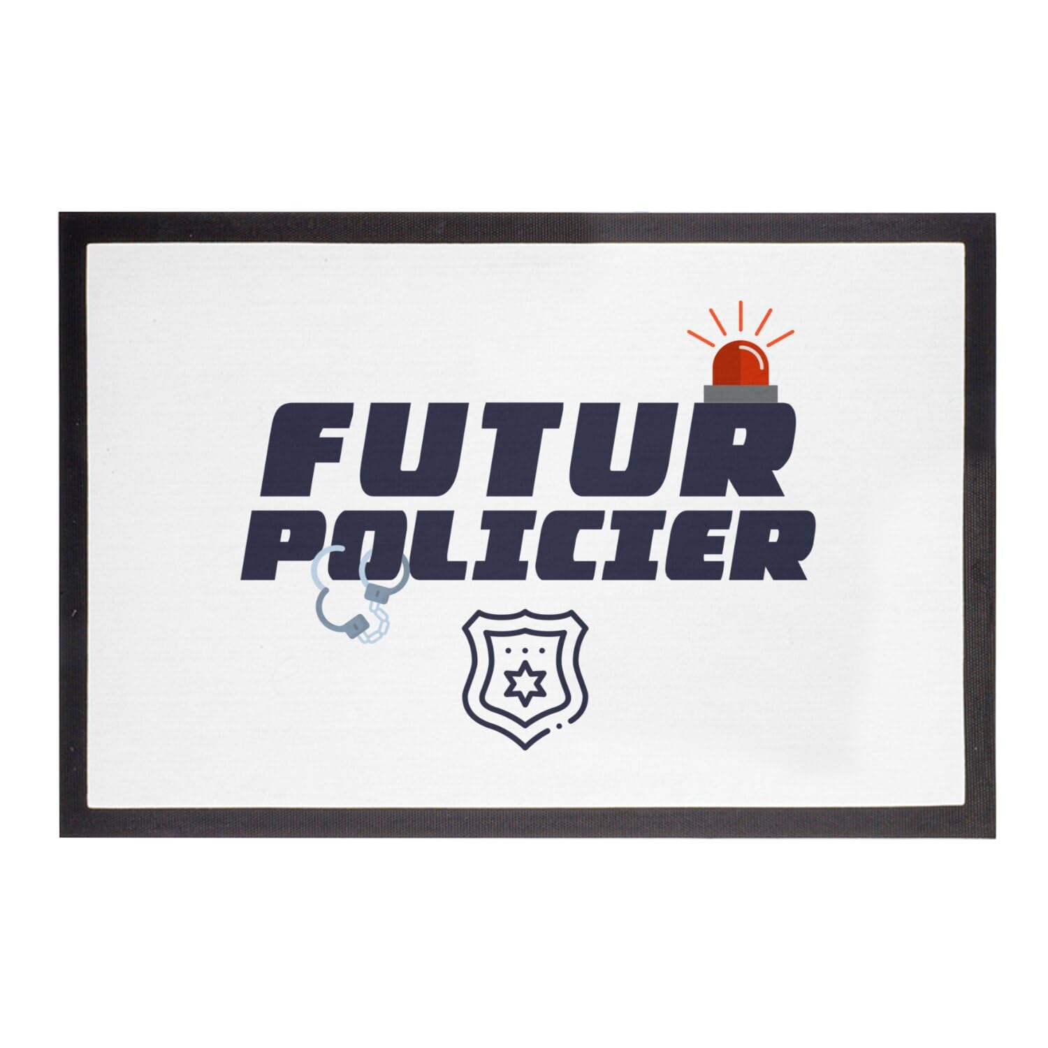Paillasson Futur Policier Blanc 75x50cm Tapis Sol Loi Sécurité Métier