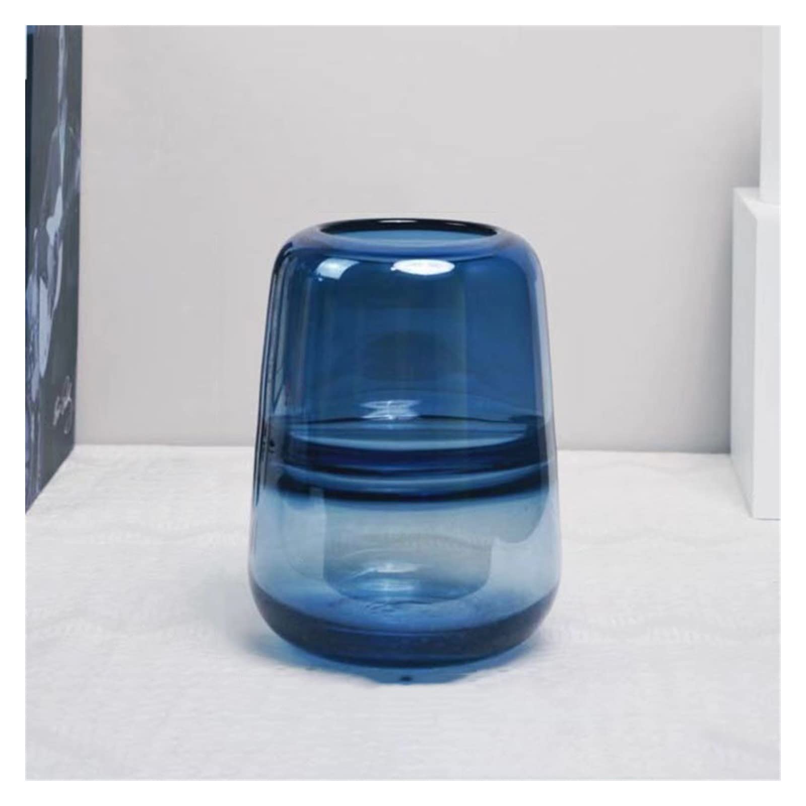 Centerpiece Vases Simplicity Glass Vase Blue Hydroponics Flower Pot Arrangement Transparent Amber Vases Nordic Home Decoration Modern(Small)