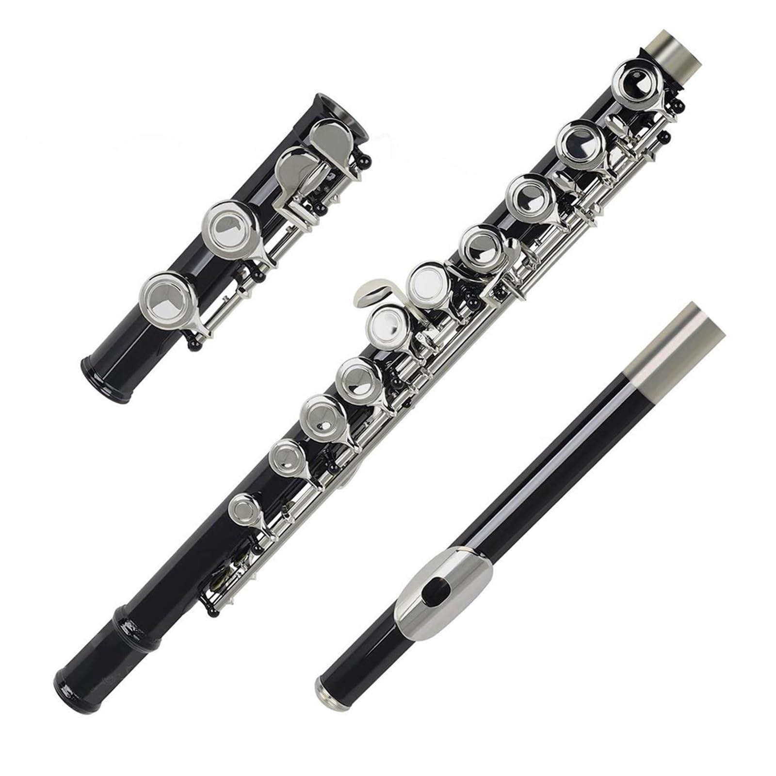 Flauto Flauto nero Chiave d'argento16 Fori aperti chiusi Chiave C Strumento musicale da concerto per flauto traverso professionale