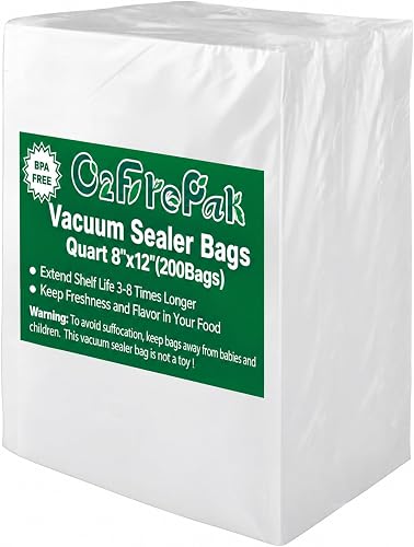 O2frepak Quart 8 x 12 in Vacuum Sealer Bags, 200 Count