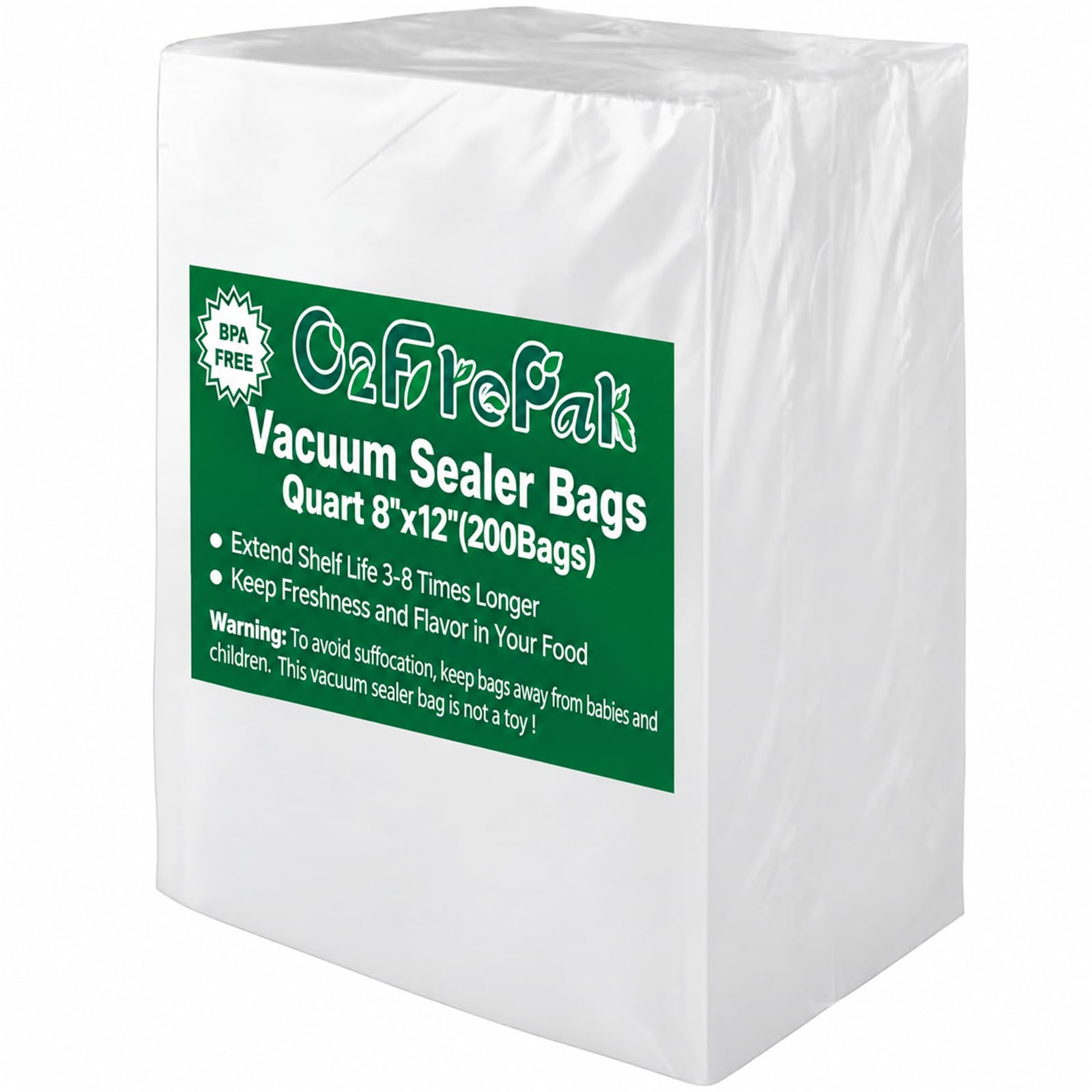 O2frepak 8x12 Quart Bags, 200 Count