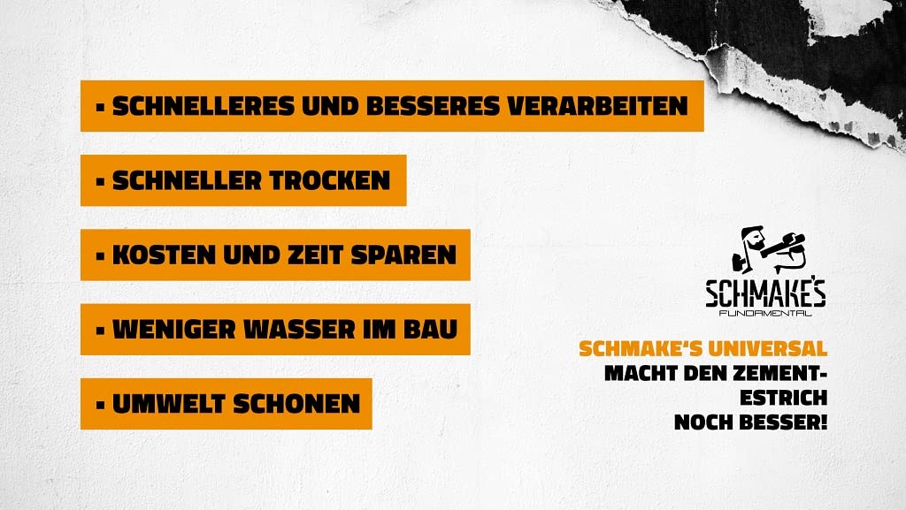 SCHMAKE'S Universal Estrichbeschleuniger 2,5 kg für ca. 12,5 m² Zement-Estrich, Zusatzmittel, Plastifizierer, Schnellbinder, Trocknungsbeschleuniger, Heizestrich Beton IBF-Zertifiziert