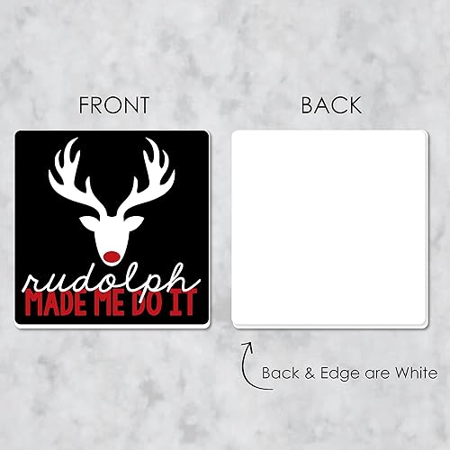 Miniatura 5 de Big Dot of Happiness Prancing Plaid  Divertidas decoraciones de renos y fiestas de Navidad  Posavasos  Juego de 6