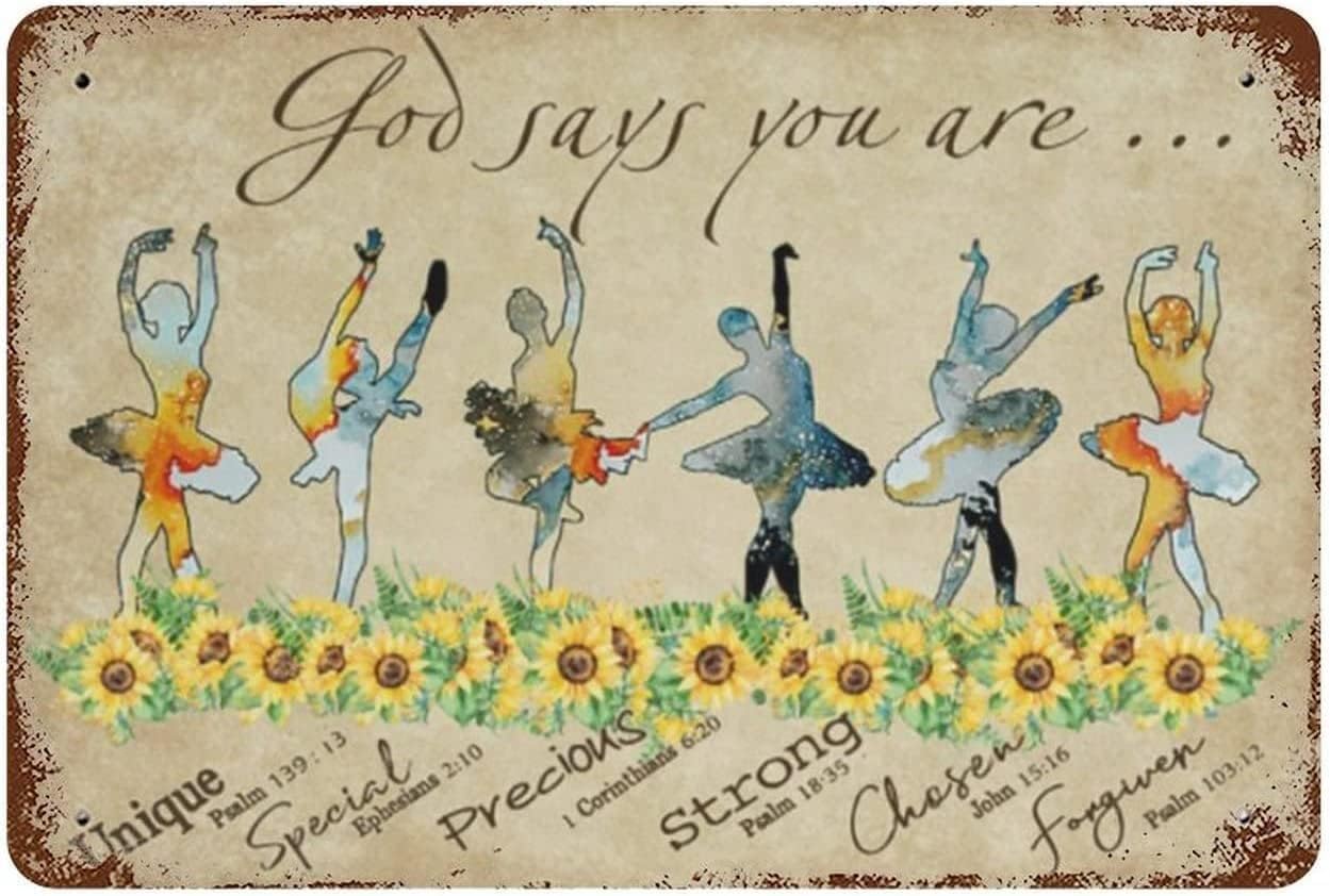 Kwqdozf Tin Sign-3 12X16inch Ballet God Says You Are Unique God Says You Are Vintage Metal Alu