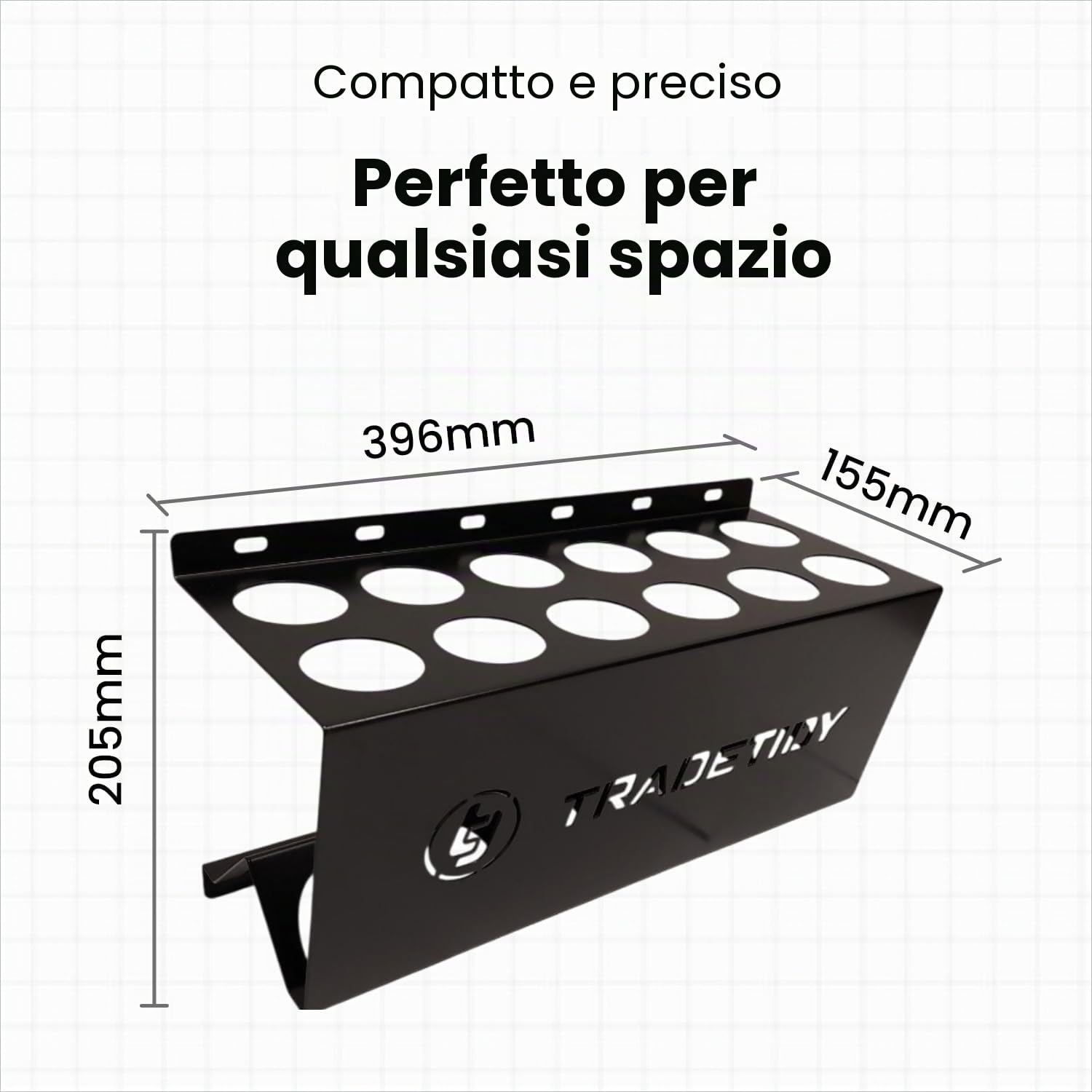 TradeTidy - Supporto per tubo sigillante in silicone, 12 tubi, in acciaio, 396 mm, colore: nero