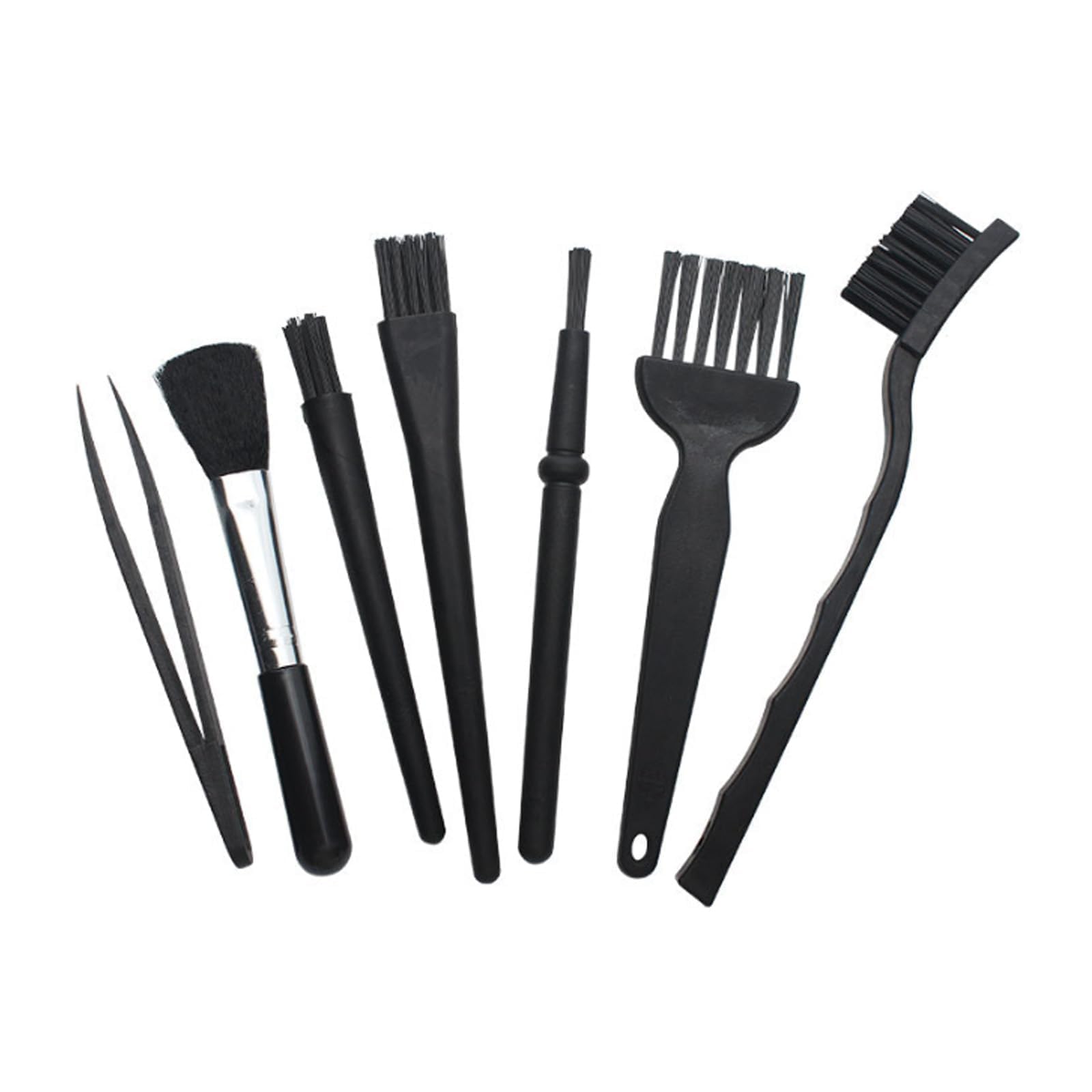 Zbssny Black 7Pieces Mini Keyboard Cleaning Brushes Kit, Plastic Anti Static Brushes,Small Esd Brushes Dust Cleaning Laptop Cleaner Brush Portable Plastic Computer Gadgets