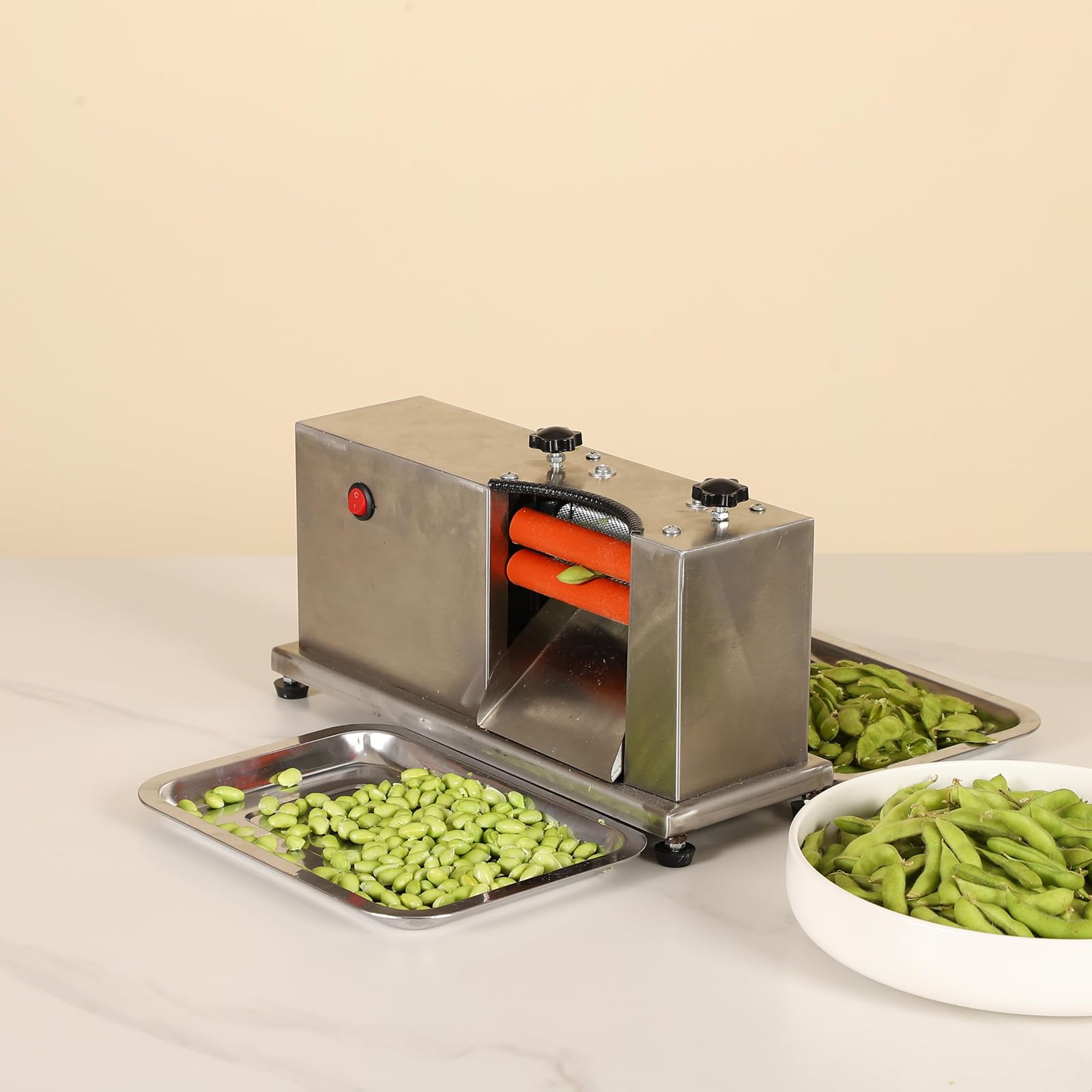 Elektryczna maszyna do łuskania grochu - półautomatyczna obieraczka ze stali nierdzewnej do fasoli, grochu, Edamame, komercyjnego sprzętu do łuskania fasoli, wydajna i trwała