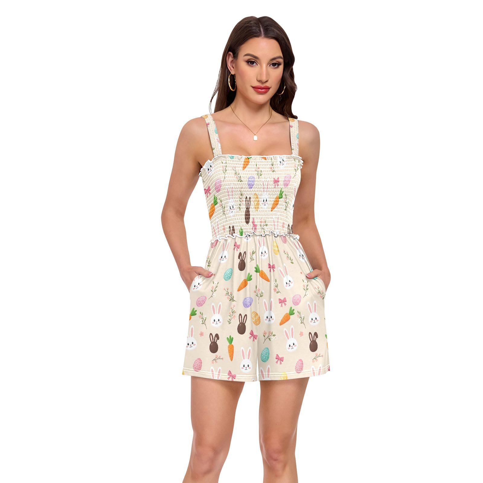 Mameluco de flores de Pascua para mujer con cuello cuadrado casual 8
