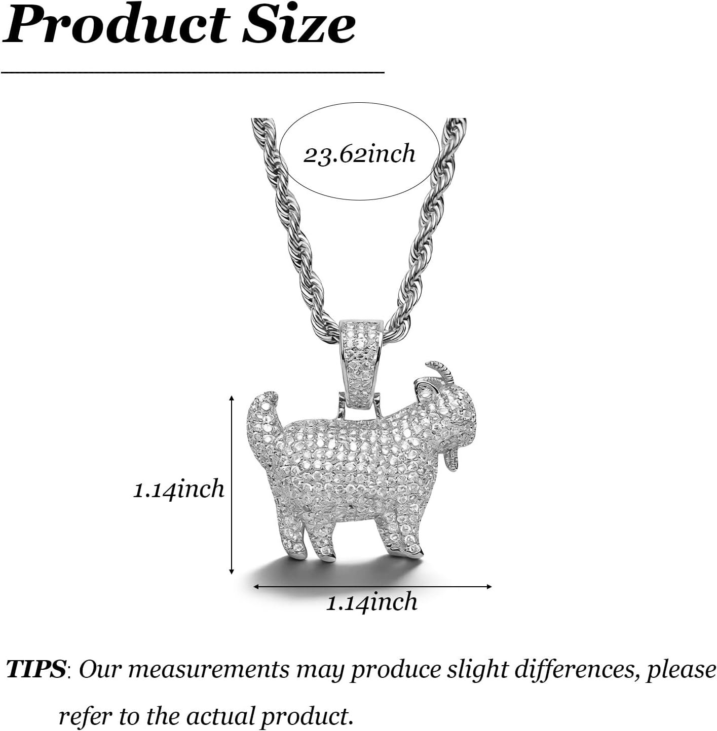 Goat Chain Gold Necklace for Men Silver Charm Pendant Necklace with Rhinestone Goat Cute Animal Jewelry Trendy Punk Birthday Gifts - Image 6