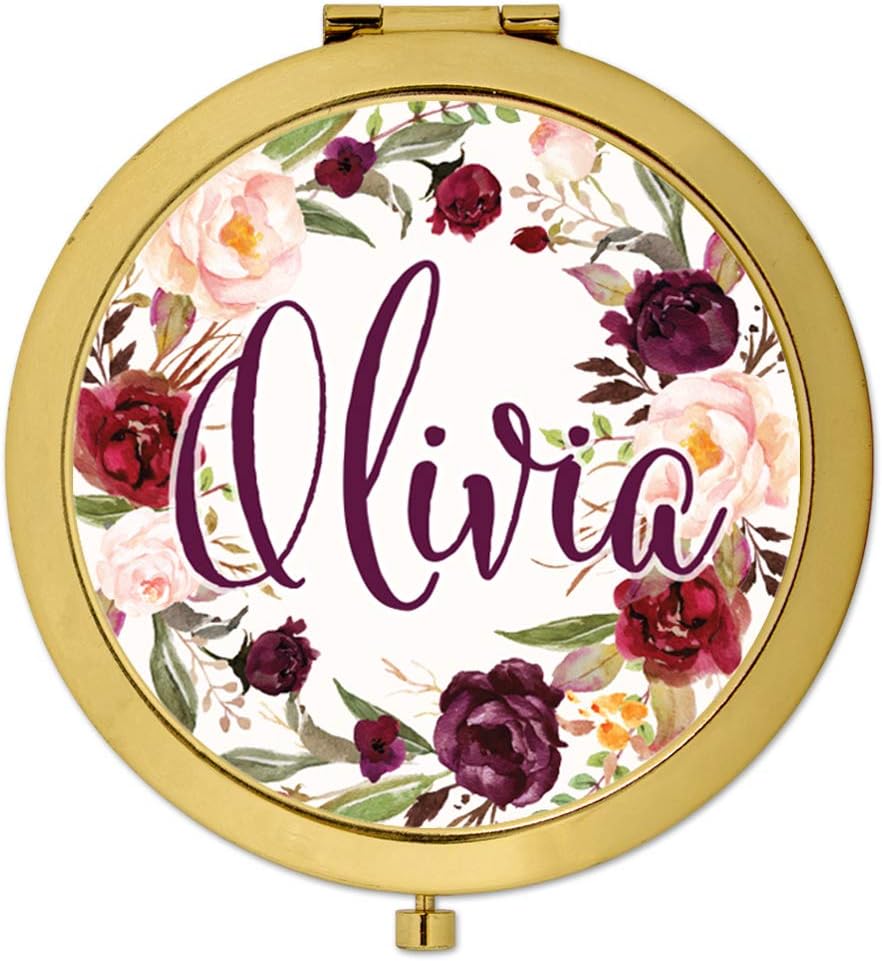 Andaz Press Personalized Gold Compact Mirror Bridesmaid’S...
