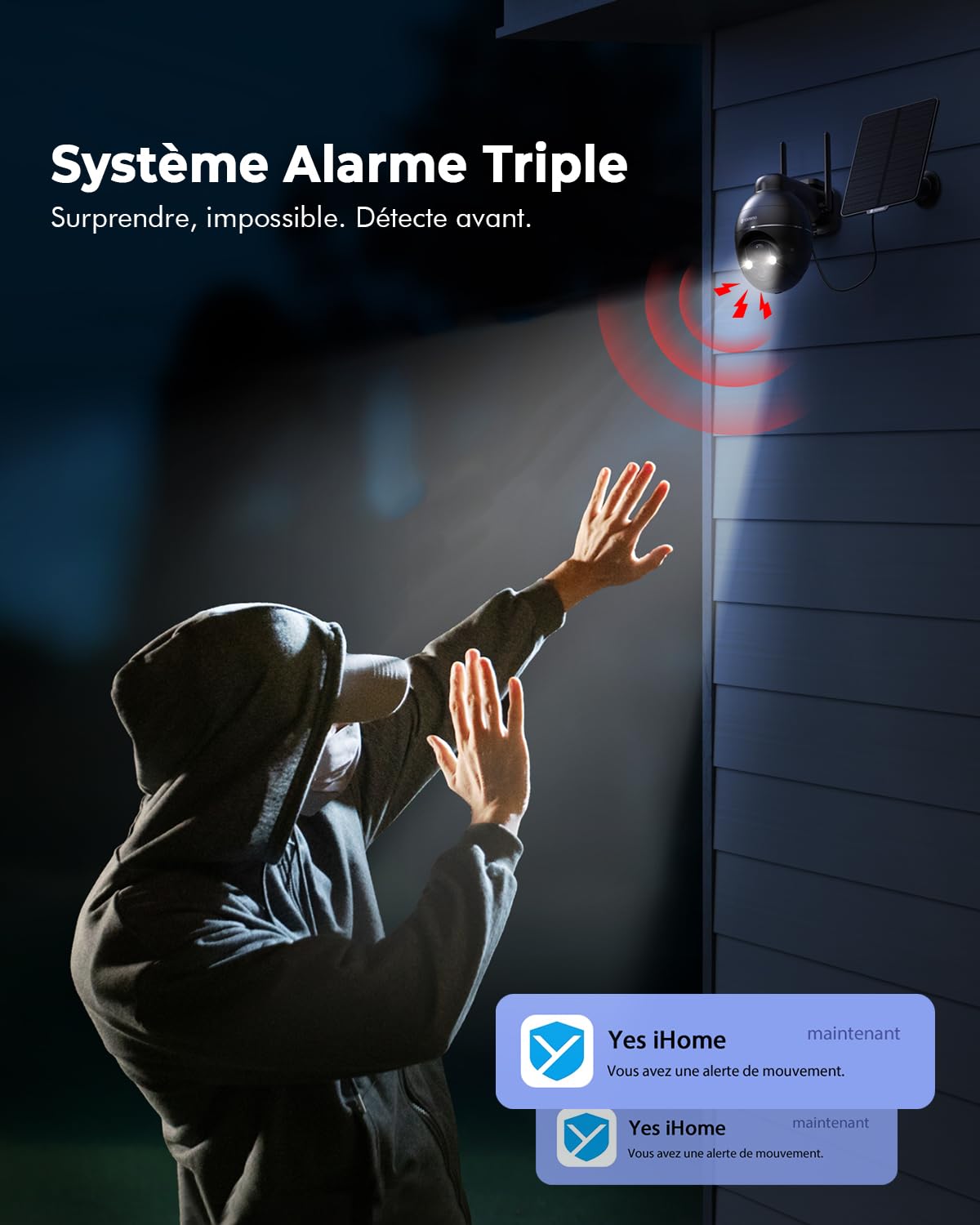 Caméra de Surveillance WiFi 2K sans Fil PTZ 360°