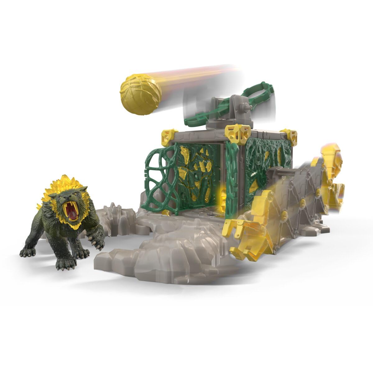 schleich ELDRADOR | Jungle Stronghold 42809 | ab 6 Jahren | 51 Teile | Modulares BattleCave Spielset mit Dschungelsäbelzahntiger & 2 Minis | Festung mit Dschungelkristall, Katapult, Greifarm und F