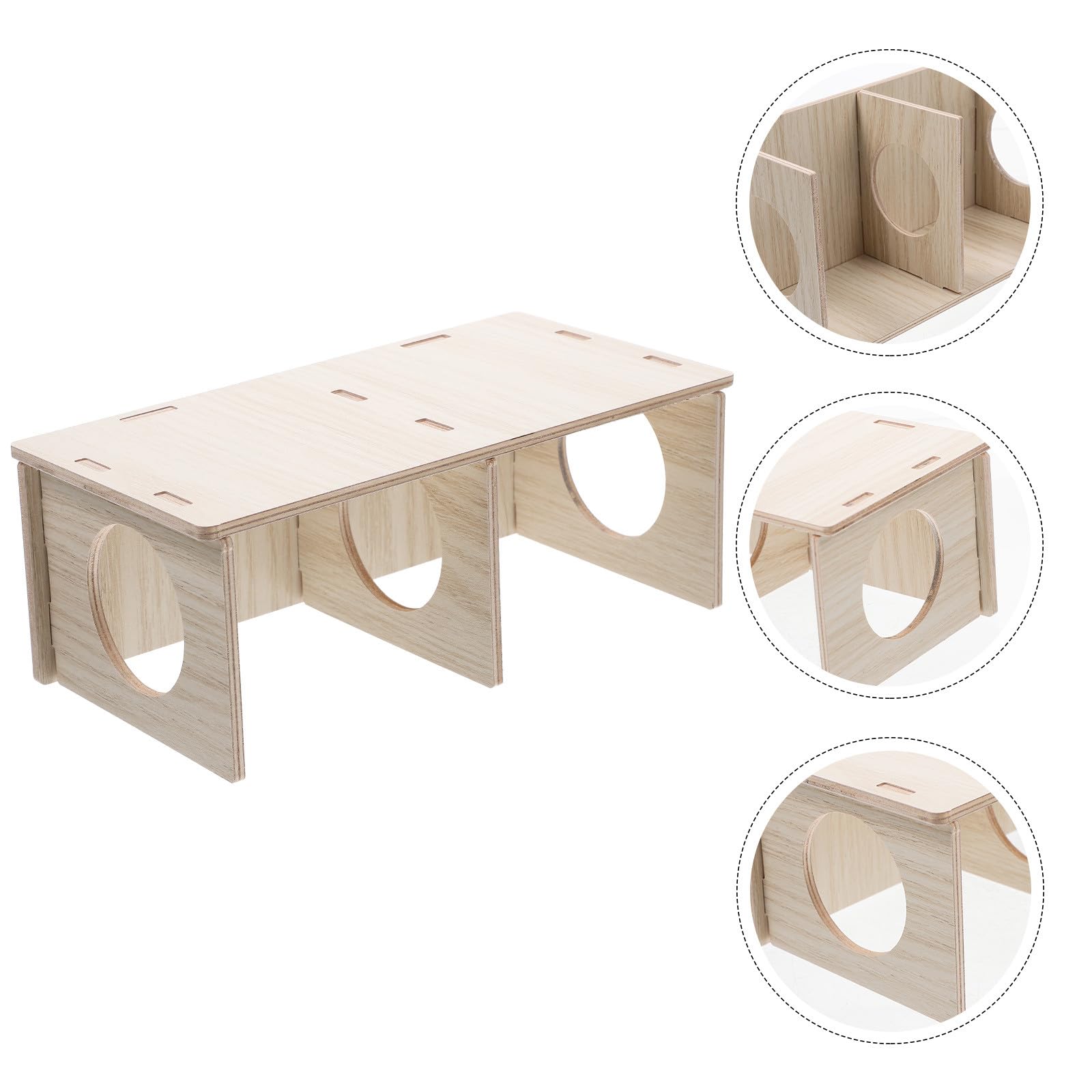 Amosfun Escondite Juguete E Diseño Madera Transparente en Hámster de Dos Habitaciones Masticable Verano E Invierno Adecuado para Conejillos de Indias