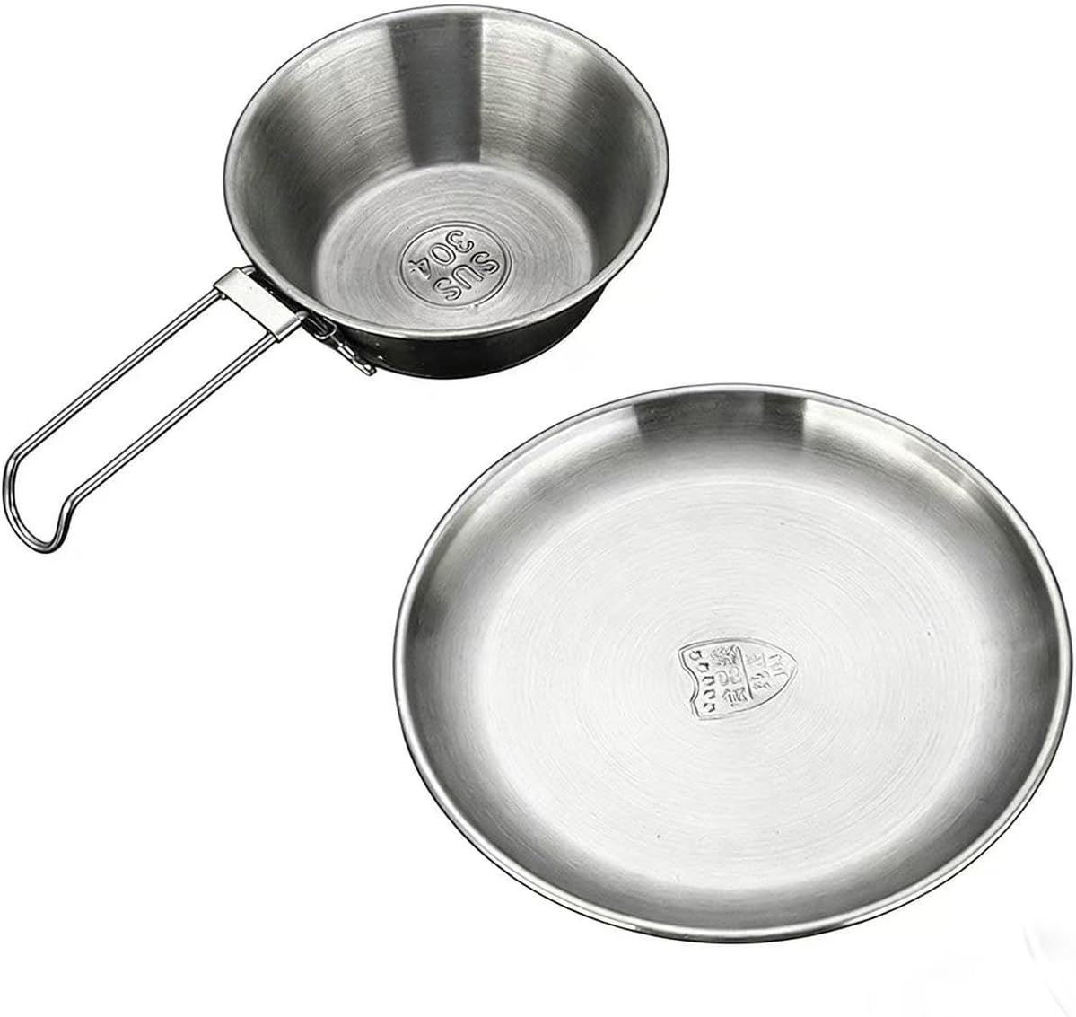 Portable Camping Cookware Set, 304 Stainless Steel, 14 Pieces with Pot, Frying Pan, Plates, Utensils, and Carry Bags