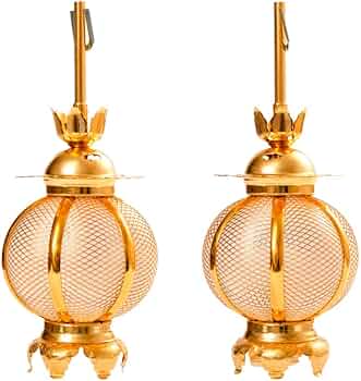 Amazon | 仏具 アルミ 新丸型 院玄吊灯篭 金色 コード無（1対）小